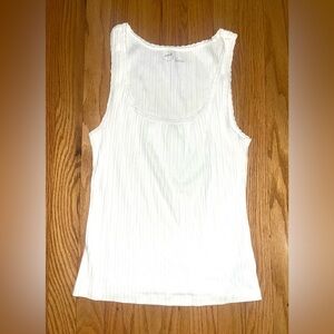 Aerie Ribbed Scoop Neck Tank White